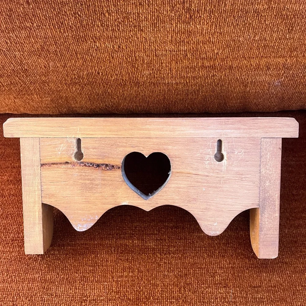 Wooden Heart Wall Shelf - Natural Wood Home Wall Decor